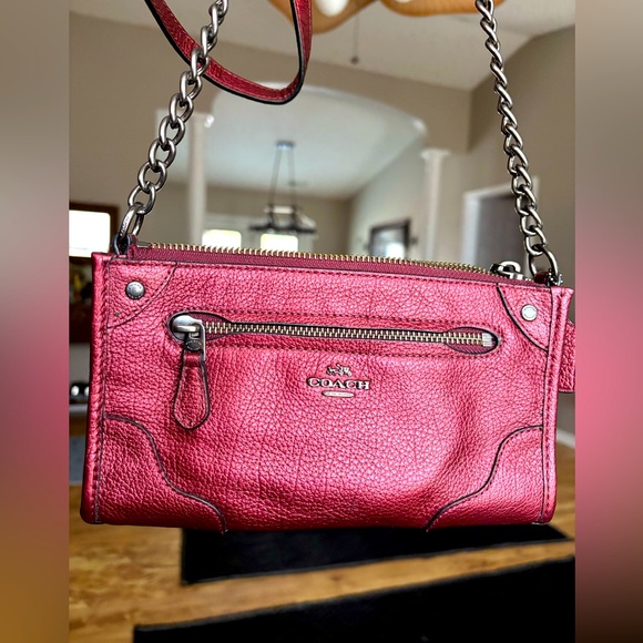 COACH Mickie Crossbody Bag - Metallic Burgundy - Picture 1 of 7